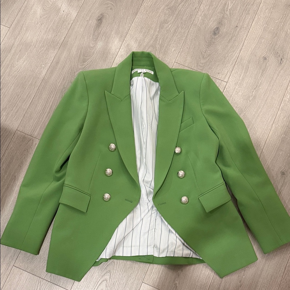 Veronica Beard Double-Breasted Green Blazer